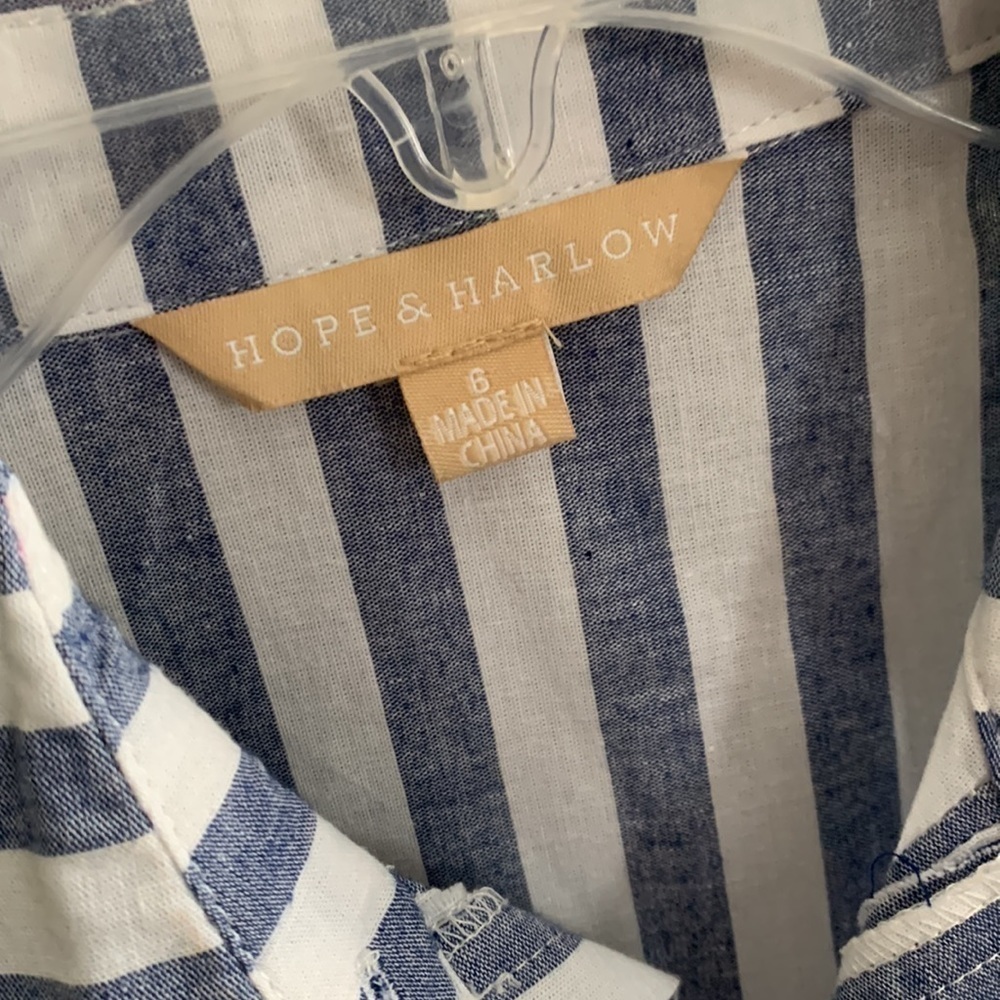 HOPE & Harlow Striped Linen Cotton Shift Shirt Dress - Picture 5 of 8